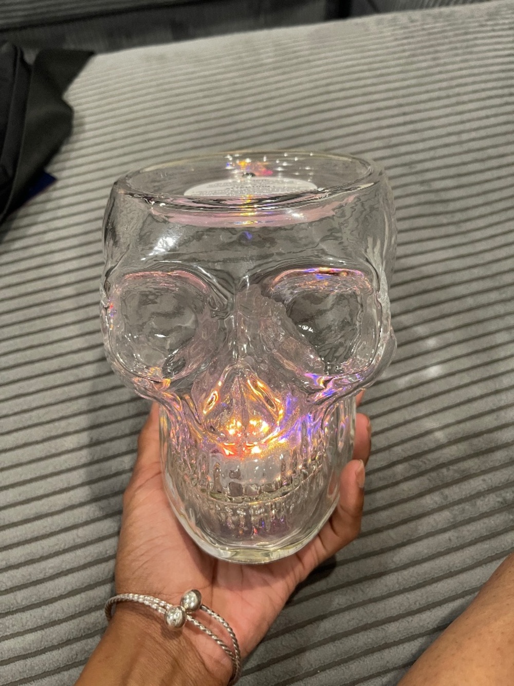 Skeleton Head Candle Holder